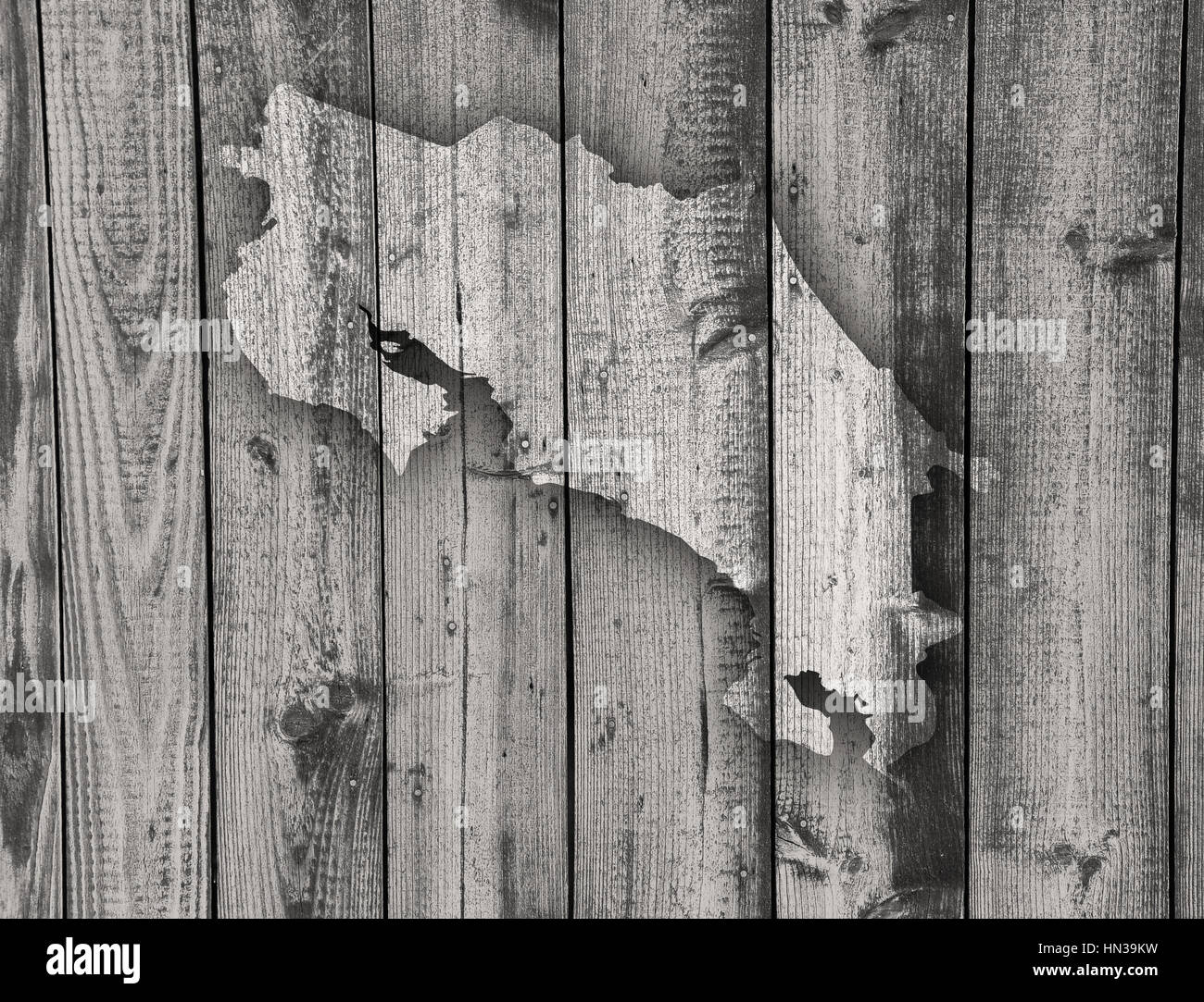 Map of Costa Rica on weathered wood Stock Photo - Alamy