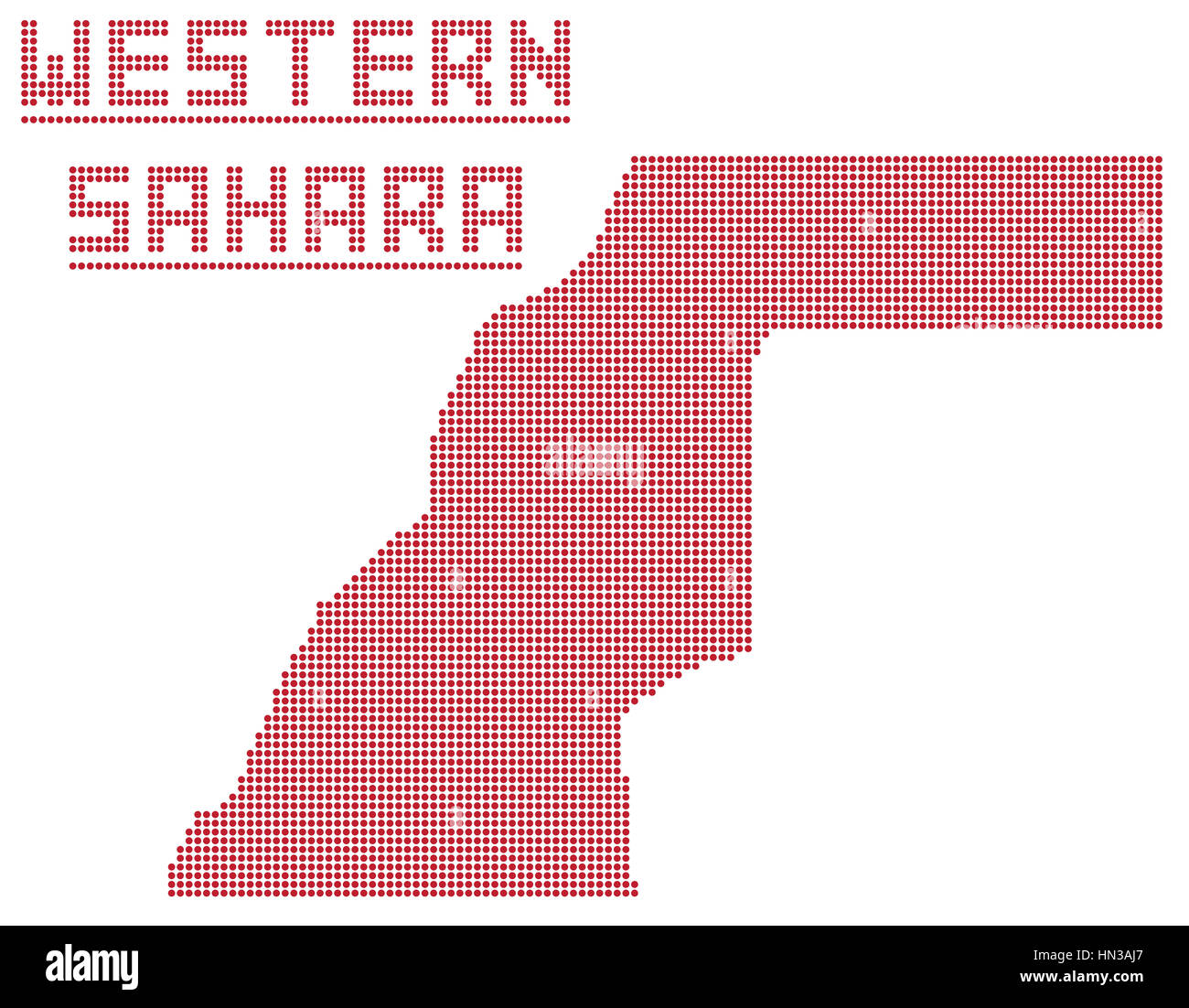 A dot map of western sahara isolated on a white background Stock Photo