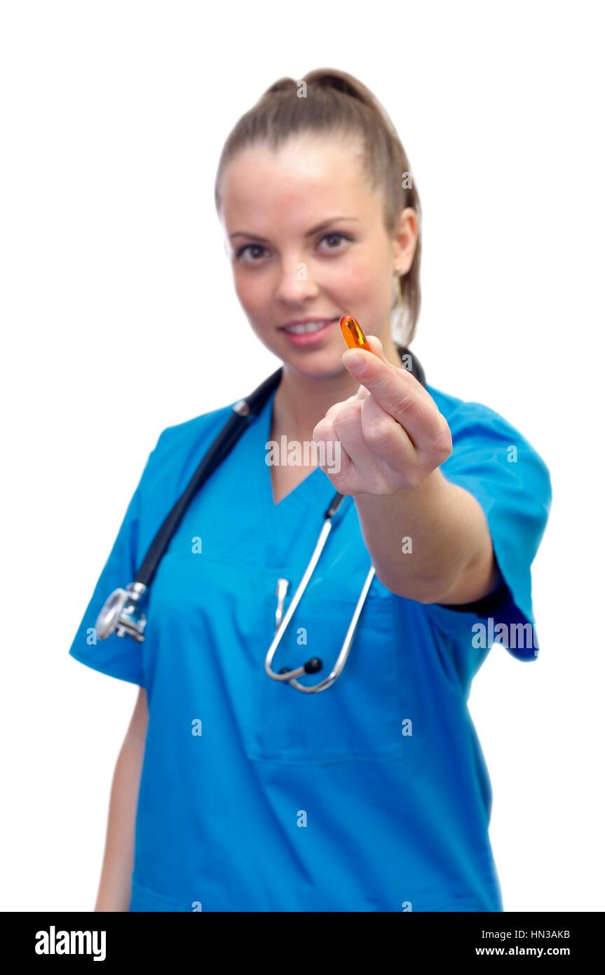 Doctor giving prescription smiling woman hi-res stock photography and ...