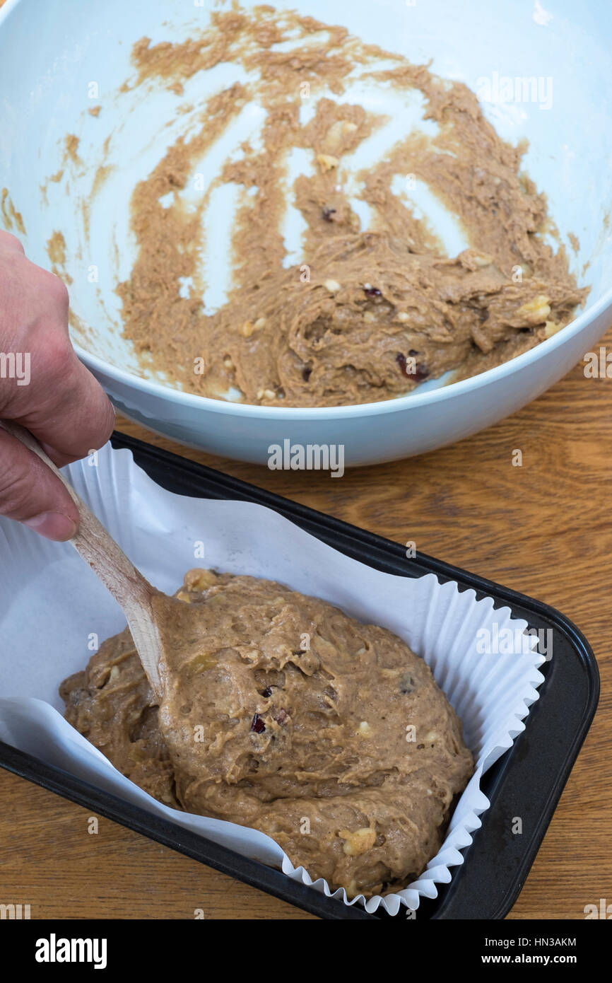 Home baking ingredients, Banana loaf Stock Photo