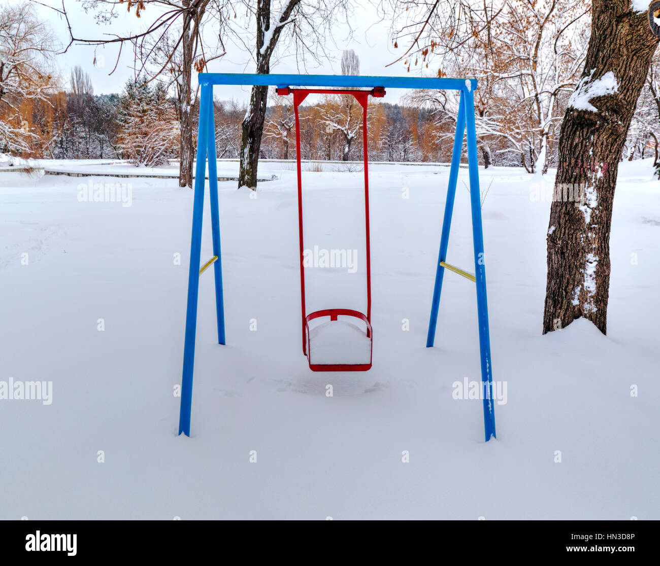 Children's playground covered with snow in winter Stock Photo - Alamy
