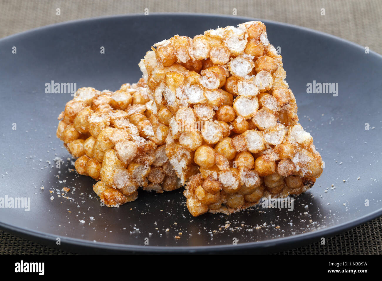 Northern Thai traditional dessert crisp sweet rice ball bar made from ...