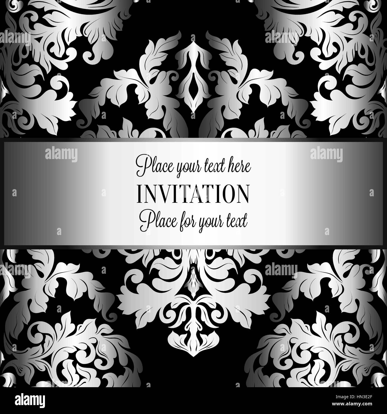 Baroque background with antique, luxury gray, black and metal silver