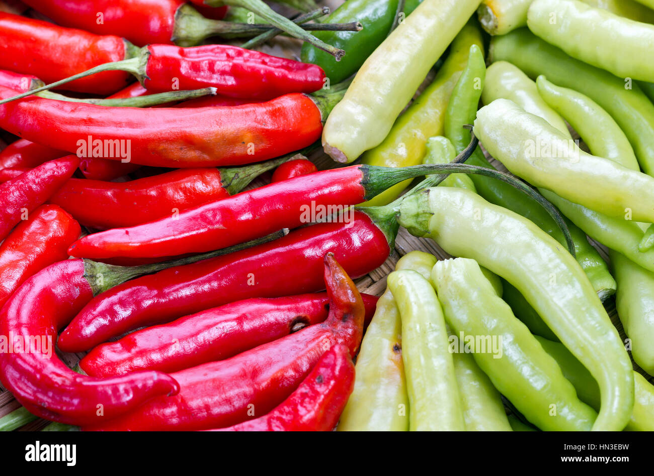 pile of red and green thai goat pepper Stock Photo - Alamy