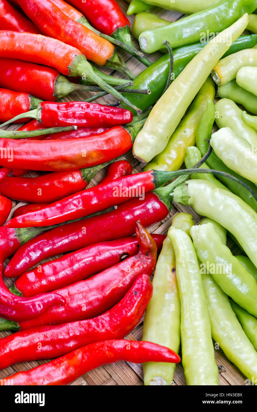 pile of red and green thai goat pepper Stock Photo - Alamy