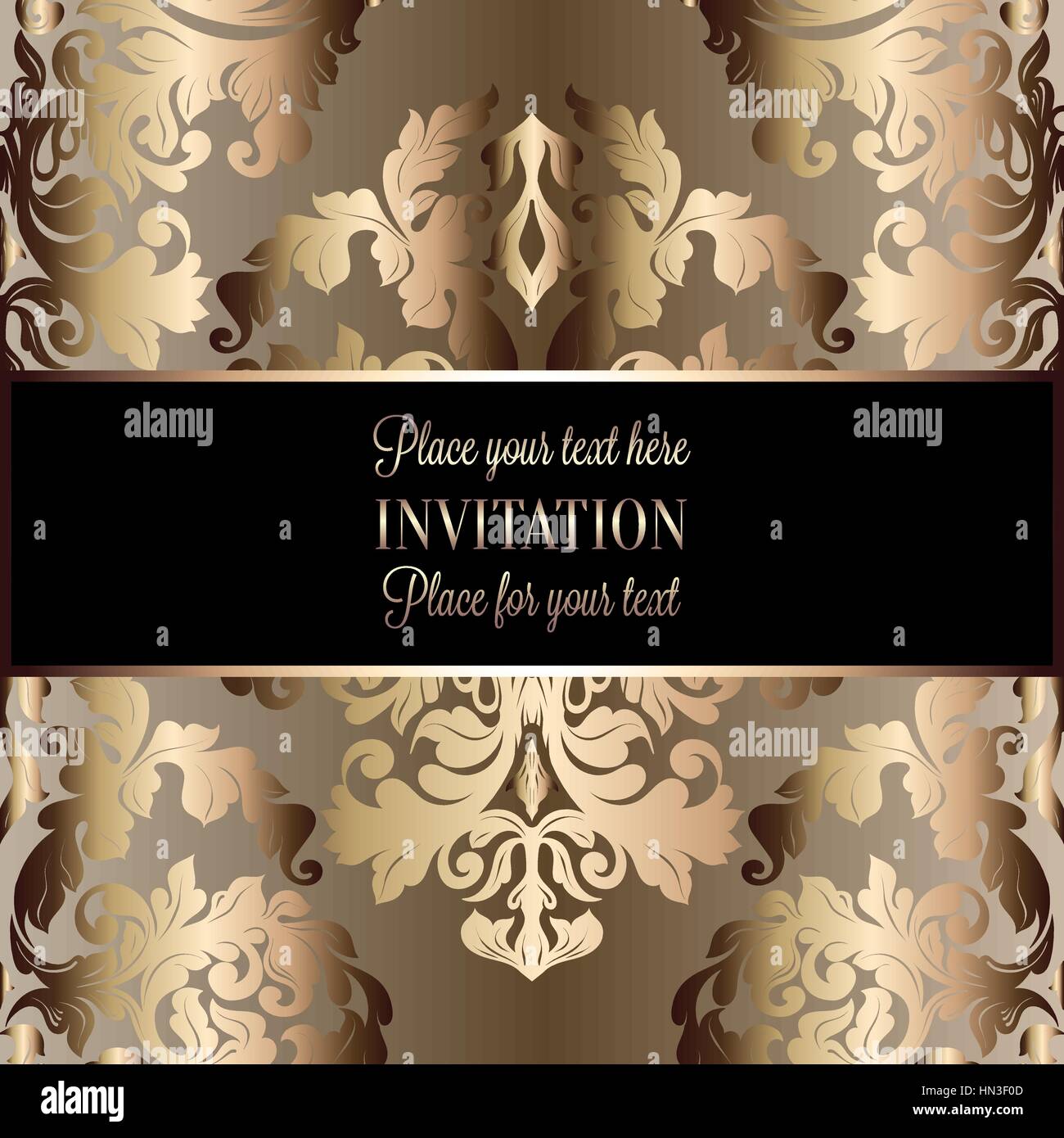 Baroque background with antique, luxury black and gold vintage frame