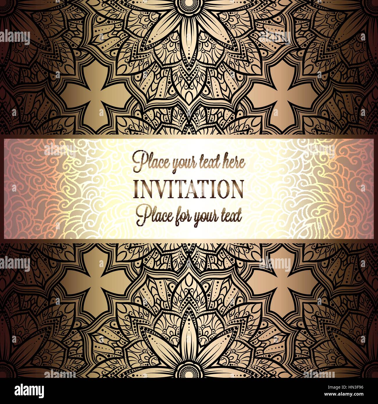 Baroque background with antique, luxury black and gold vintage frame