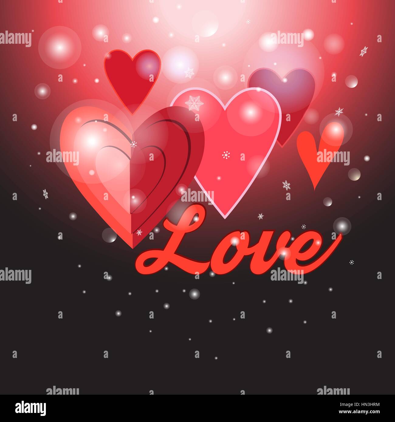 Greeting background with red different beautiful hearts Stock Vector