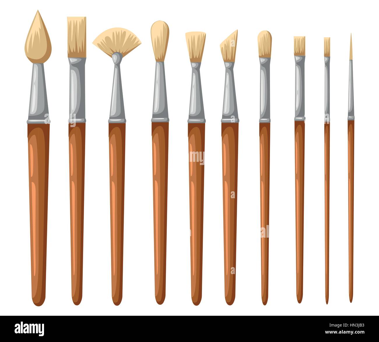 Paint brush set on a white background. Vector collection for artist