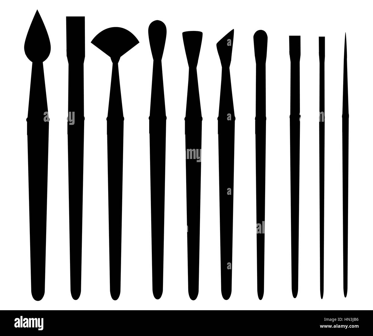 Paint brush set on a white background. Vector collection for artist