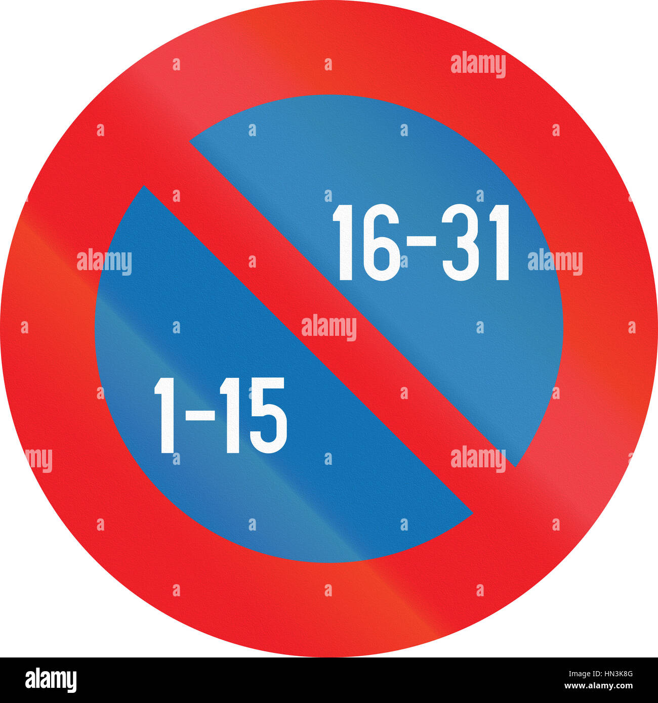 Belgian regulatory road sign Semimonthly parking prohibition Stock Photo Alamy