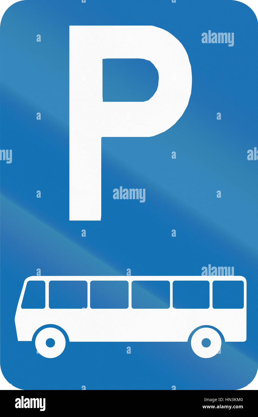 Belgian regulatory road sign parking place for buses Stock Photo Alamy