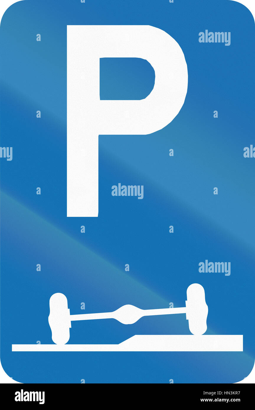 Belgian regulatory road sign parking on pavement with one wheel Stock Photo Alamy