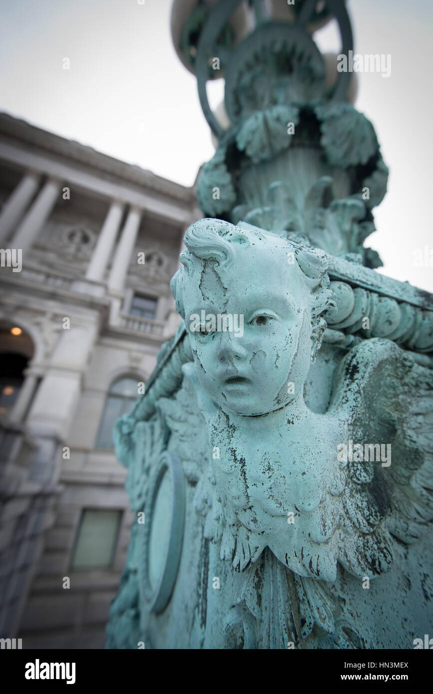 Cherub statue outside the Library of Congress Stock Photo Alamy