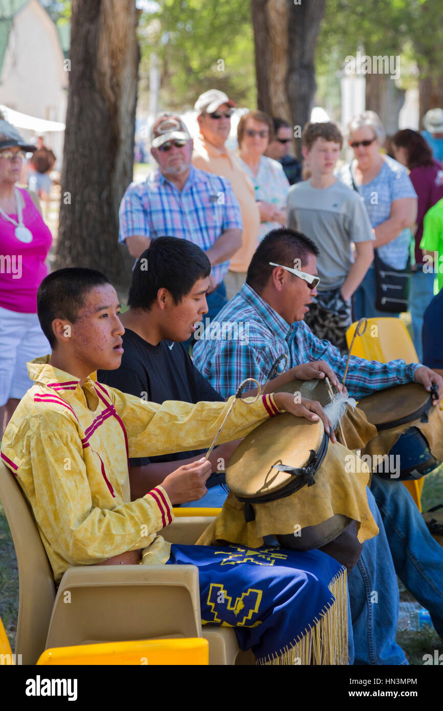 Fort Stanton, New Mexico Mescalero Apache drummers perform at "Fort
