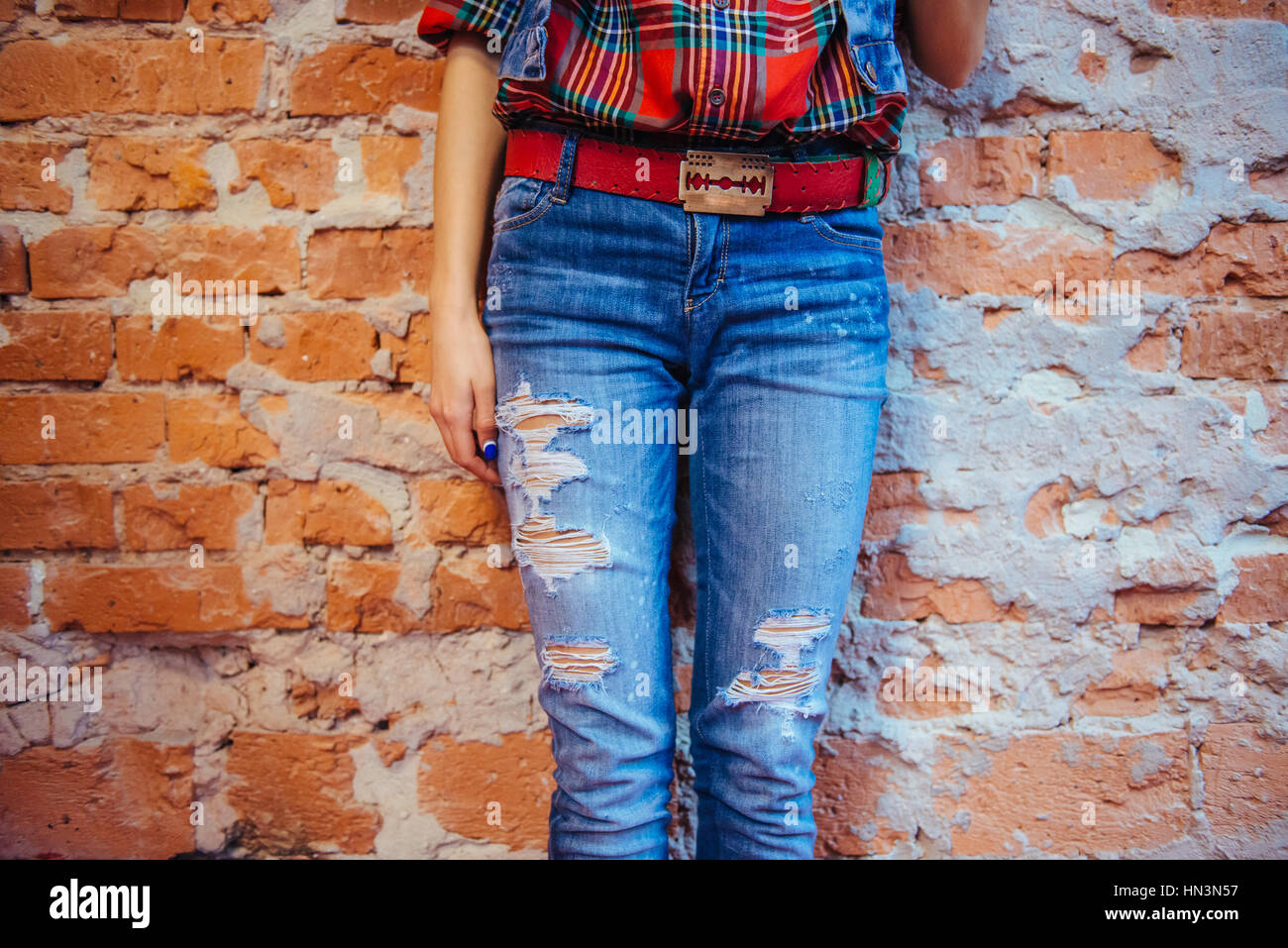 Girl in jeans.Art processing and retouching photos special Stock Photo Alamy