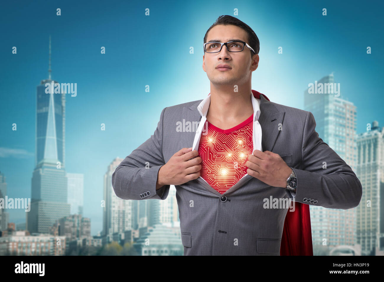 Superhero preparing to save the city Stock Photo - Alamy