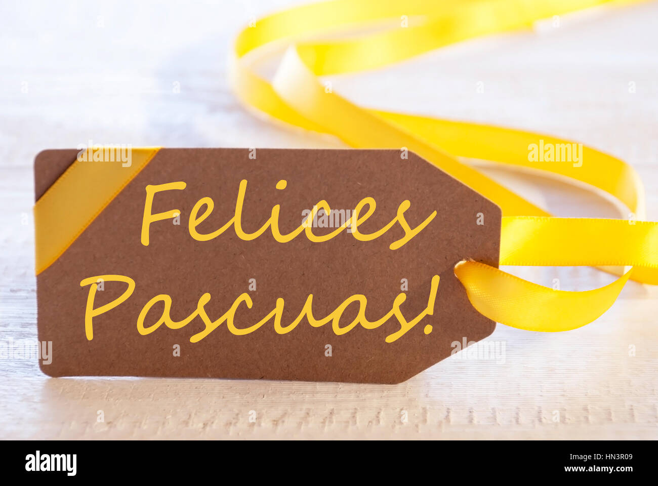 Label, Felices Pascuas Means Happy Easter Stock Photo