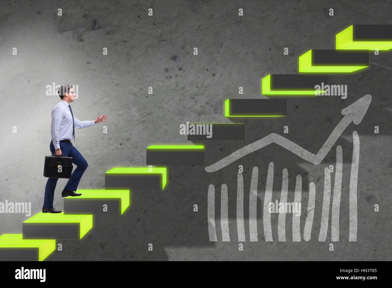 Young businessman climbing career ladder Stock Photo - Alamy