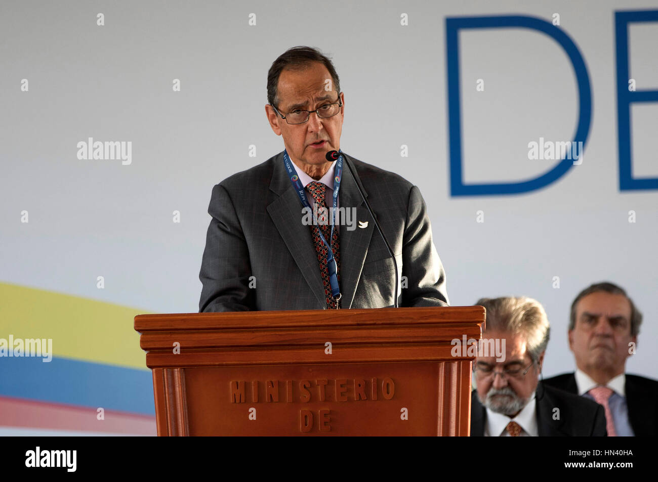 Quito, Ecuador. 7th Feb, 2017. Colombian government representative Juan