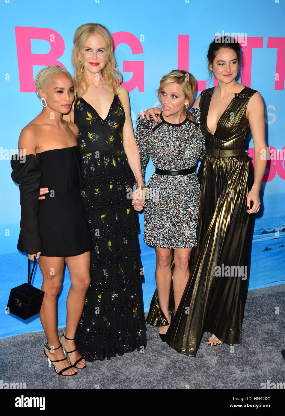 Los Angeles, USA. 07th Feb, 2017. Actresses Zoe Kravitz, Nicole Kidman, Reese Witherspoon & Shailene Woodley at the premiere for HBO's 'Big Little Lies' at the TCL Chinese Theatre, Hollywood. Picture Credit: Sarah Stewart/Alamy Live News Stock Photo