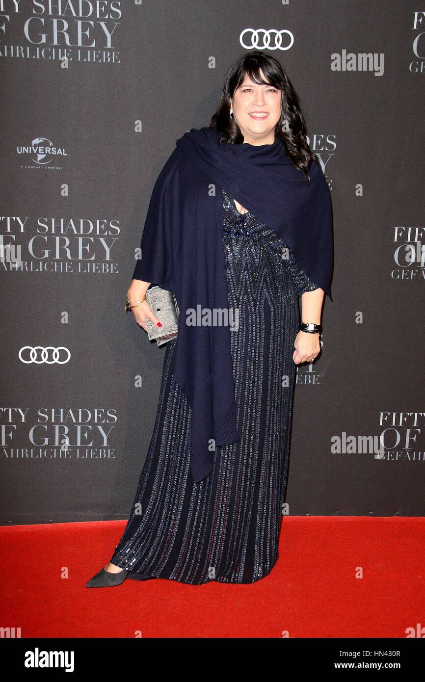 Author E L James At European Film Premiere Of Fifty Shades Of Grey Part 2 On The Red Carpet Usage Worldwide Stock Photo Alamy