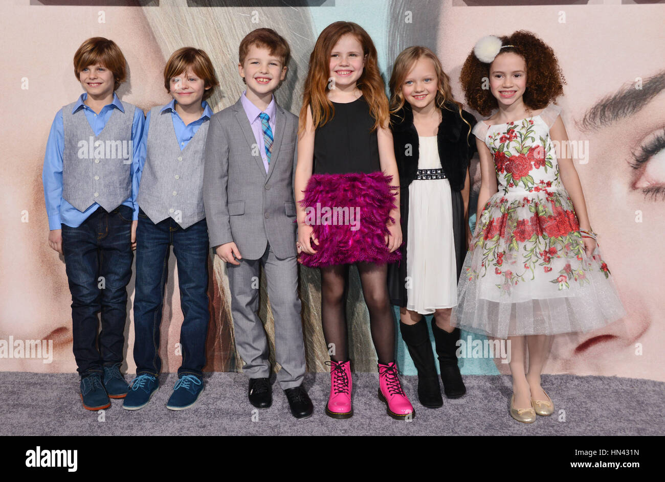 Los Angeles, USA. 07th Feb, 2017. Ian Armitage, Cameron Crovetti, Nicholas Crovetti, Ivy George, Chloe Coleman, and Darby Camp 122 arriving at the Big Little Lies premiere at the TCL Chinese Theatre in Los Angeles. February 7, 2017. Credit: Tsuni/USA/Alamy Live News Stock Photo