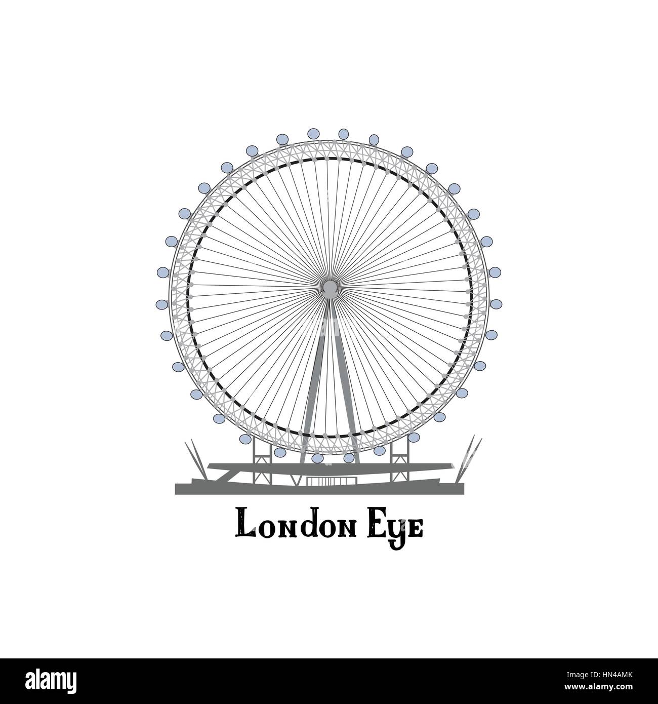 Travel London city famous place. English  landmark London Eye sightseeing The Great Britain background design element. Stock Vector