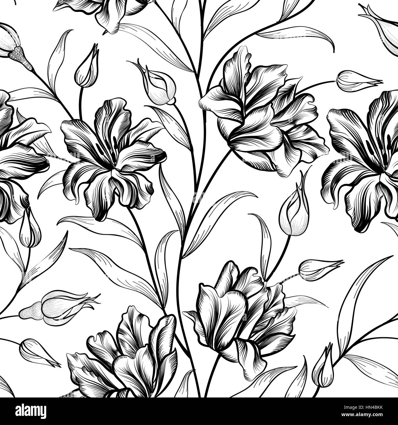 Floral background. Flower pattern. Flourish seamless textured wallpaper