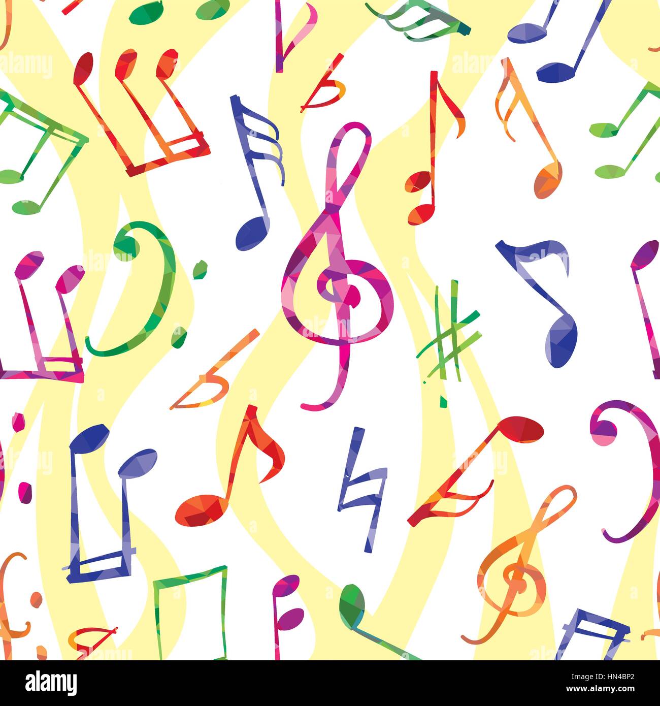 Musical pattern. Music notes and signs seamless background Stock Vector