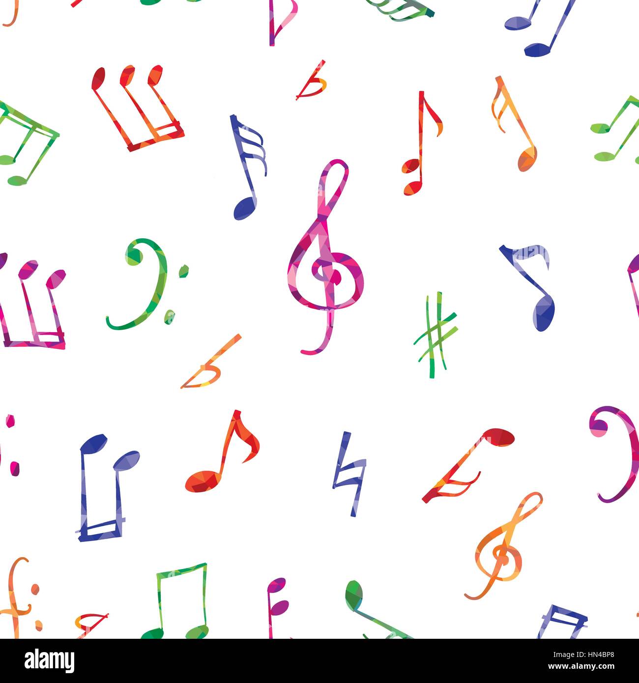 Musical pattern. Music notes and signs seamless background Stock Vector