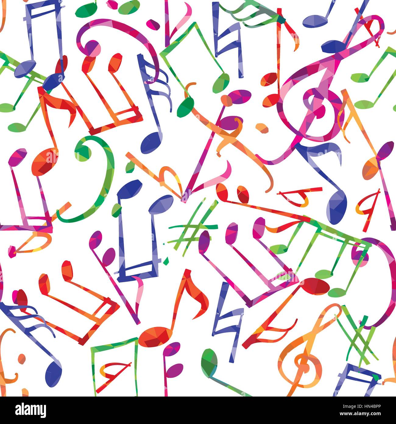 Music pattern. Music notes and signs seamless background Stock Vector