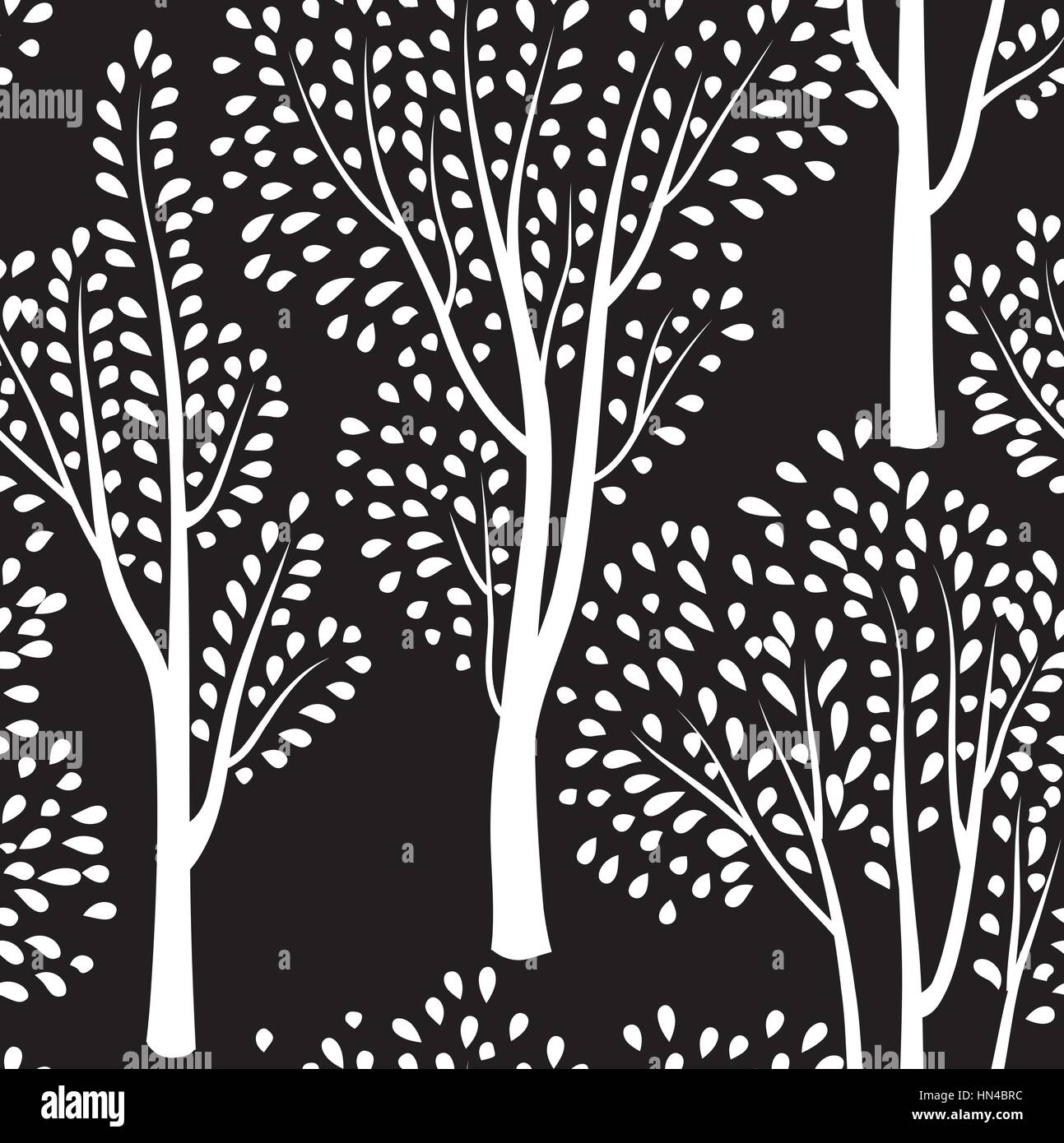Black and white trees seamless pattern Stock Vector Images - Alamy