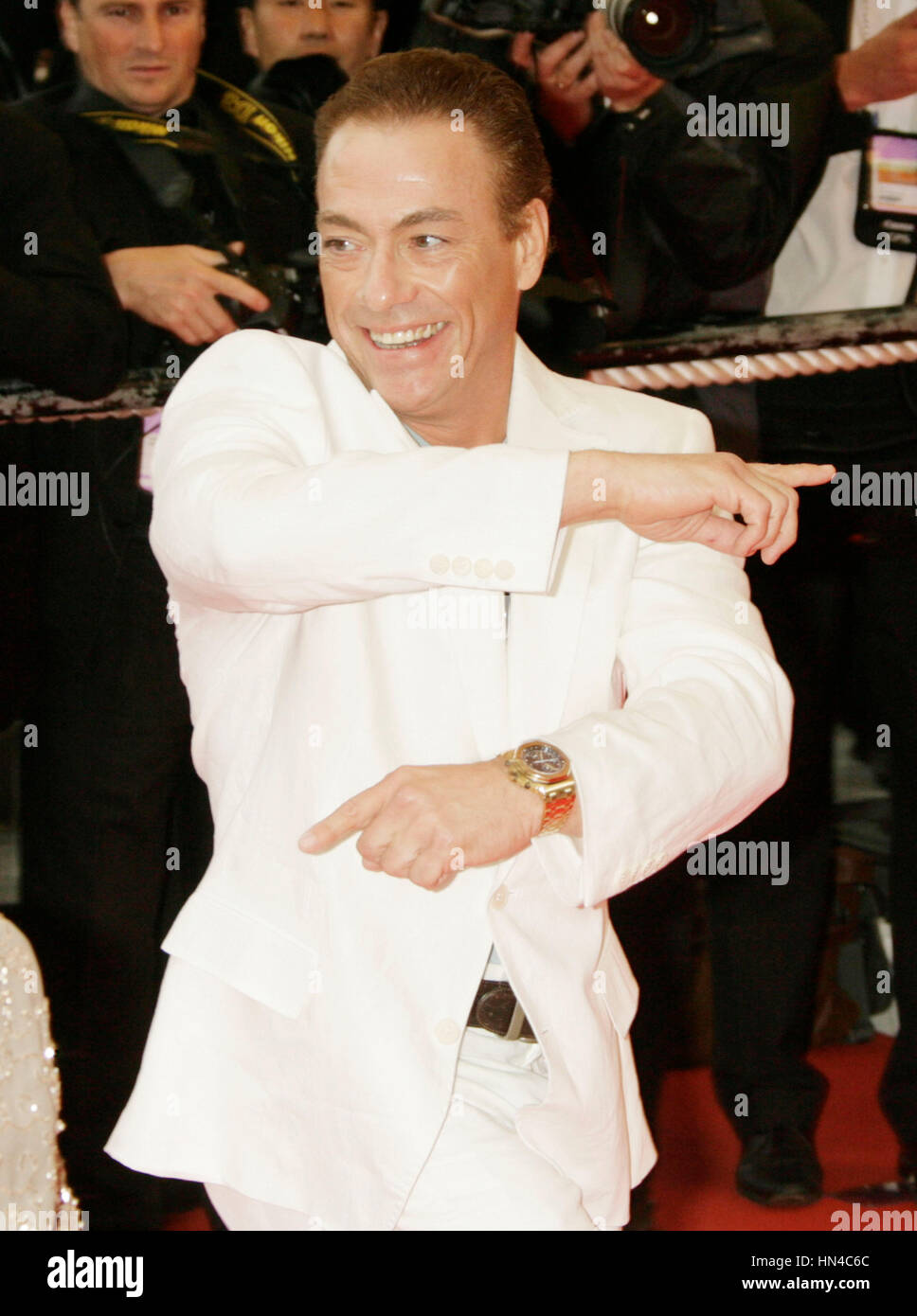 Jean Claude Van Damme arrives at the Un Conte De Noel premiere at the Palais des Festivals during the 61st Cannes International Film Festival on May 16, 2008 in Cannes, France. Photo by Francis Specker Stock Photo