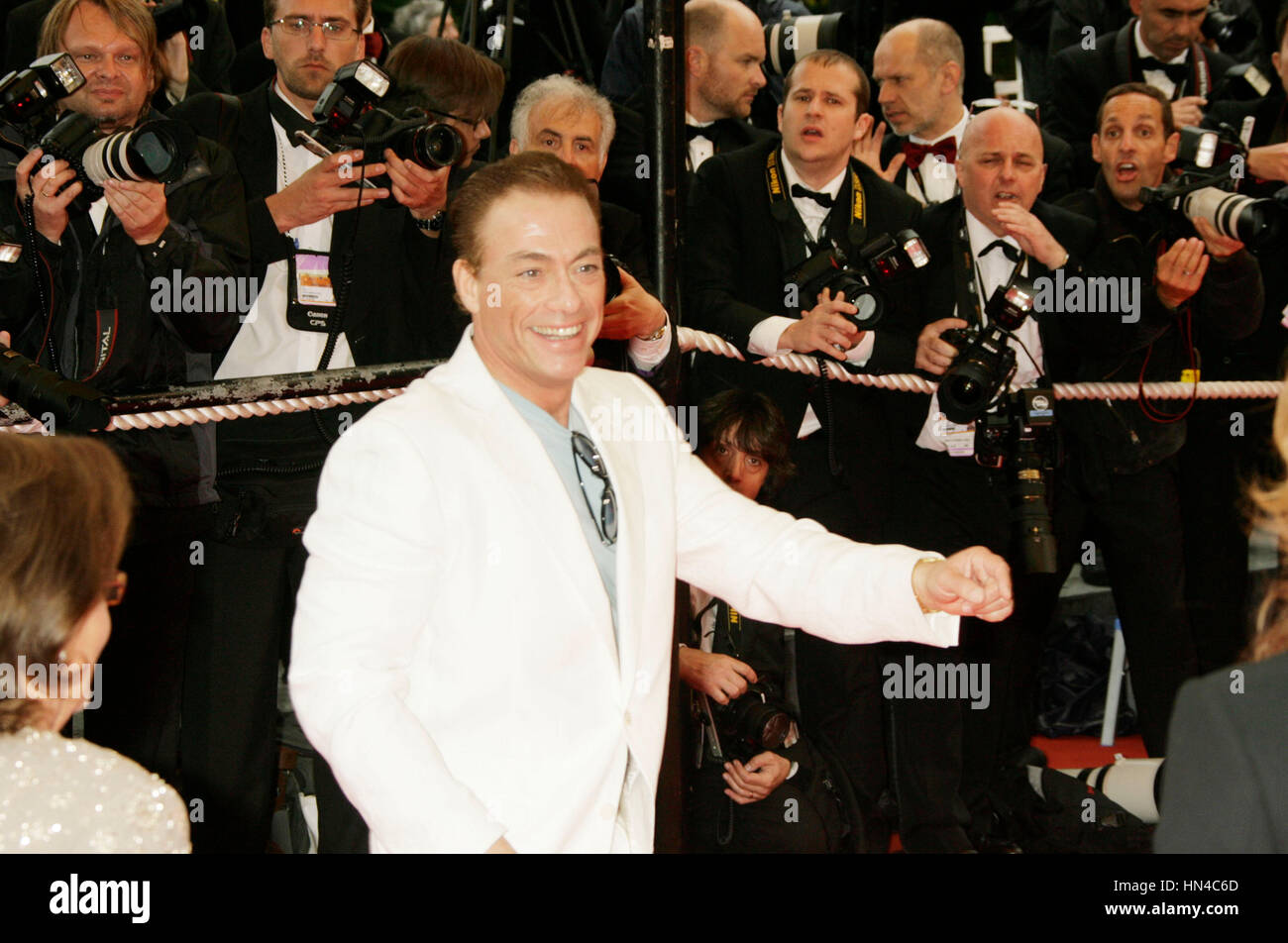 Jean Claude Van Damme arrives at the Un Conte De Noel premiere at the Palais des Festivals during the 61st Cannes International Film Festival on May 16, 2008 in Cannes, France. Photo by Francis Specker Stock Photo
