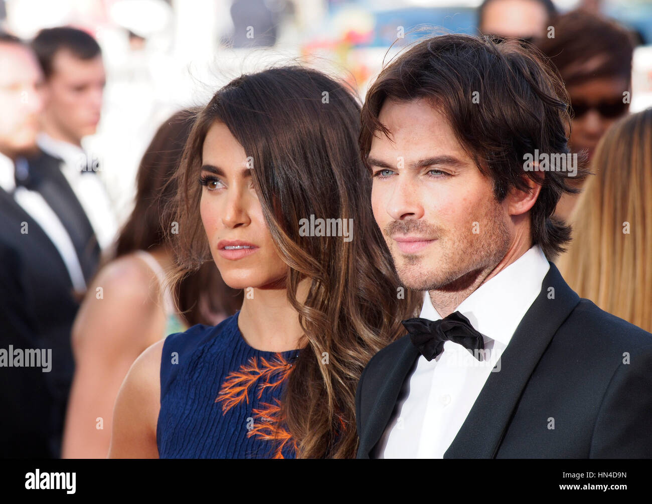 Nikki Reed and Ian Somerhalder arrive at the premiere for the film, 'Youth' at the 68th Cannes Film Festival on May 20, 2015 in Cannes, France.  Photo by Francis Specker Stock Photo