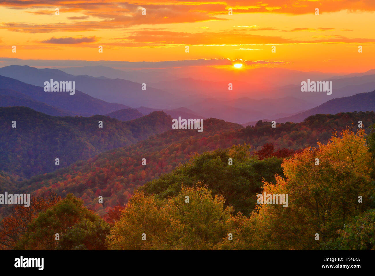 Sunset, Saco Gap Area, Blue Ridge Parkway, Grandfather Mountain, North ...