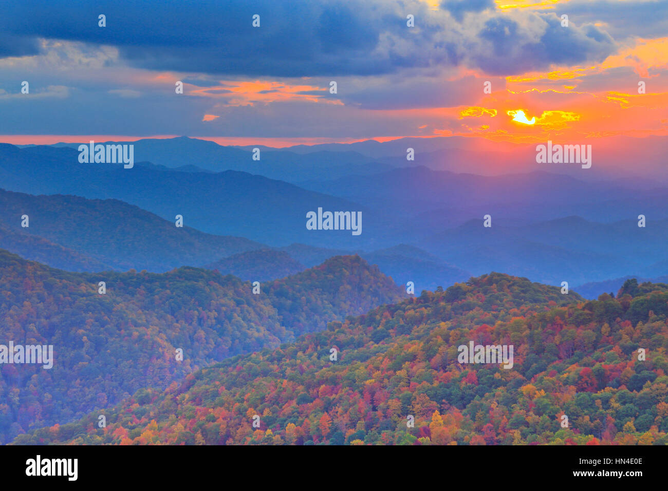 Sunset, Saco Gap Area, Blue Ridge Parkway, Grandfather Mountain, North ...