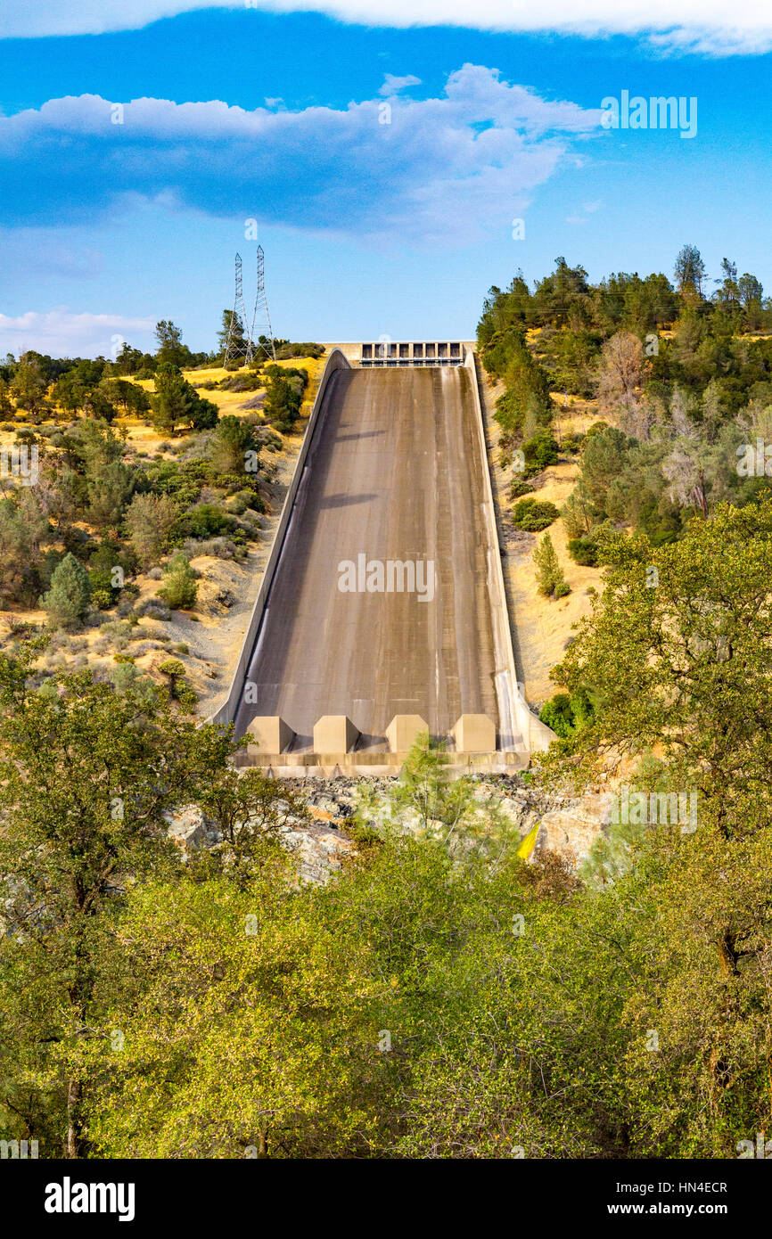 The spillway at Lake Oroville California which recently started to