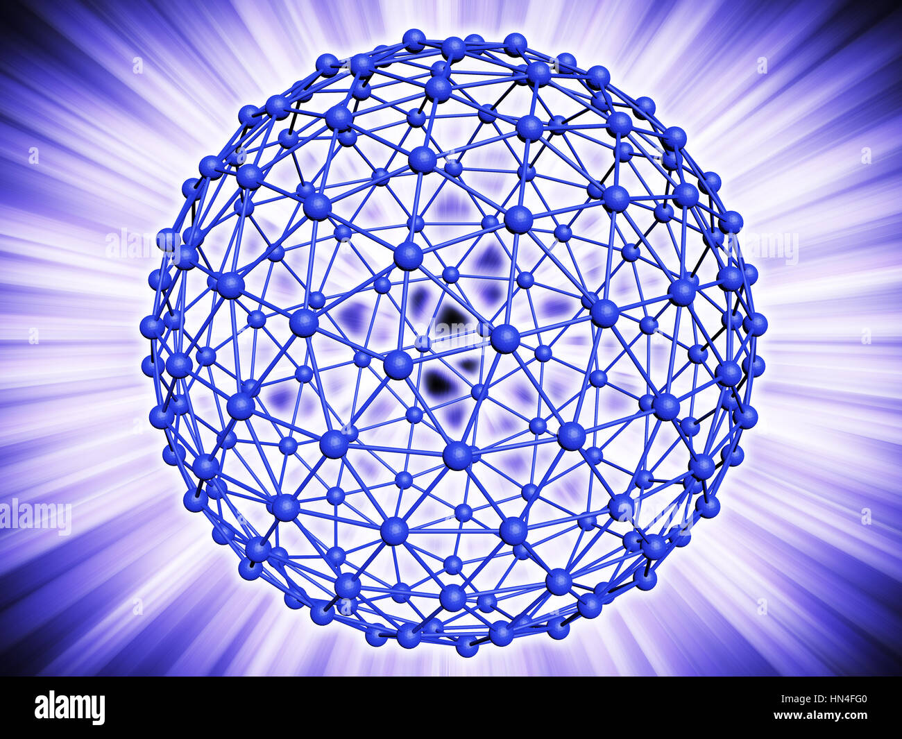 3D render Nucleus of Atom Nuclear explode ray radiation light science abstract blur background. Stock Photo