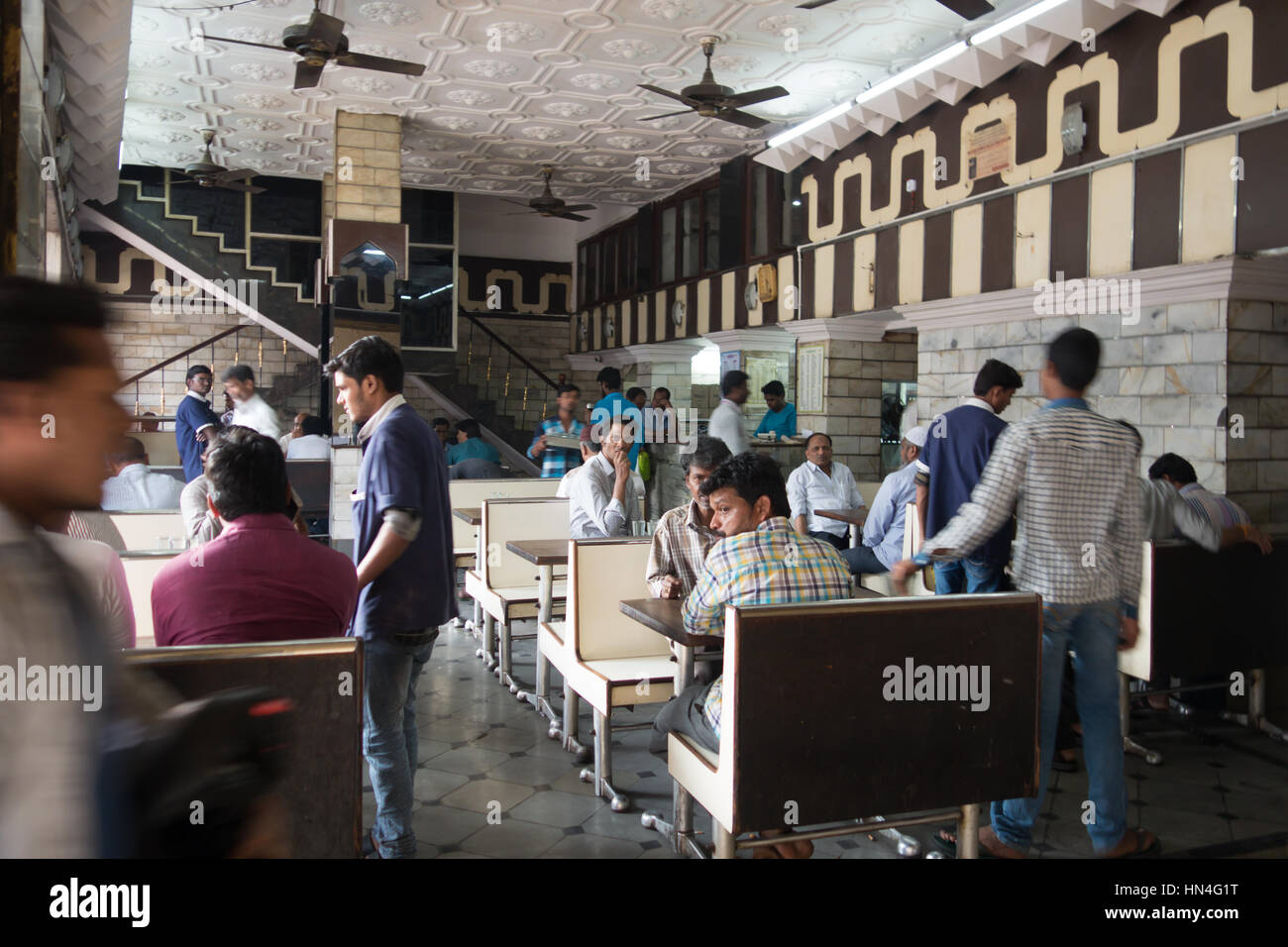 Scene inside Hotel Shadab, a popular Irani Cafe in Hyderabad,India Stock Photo