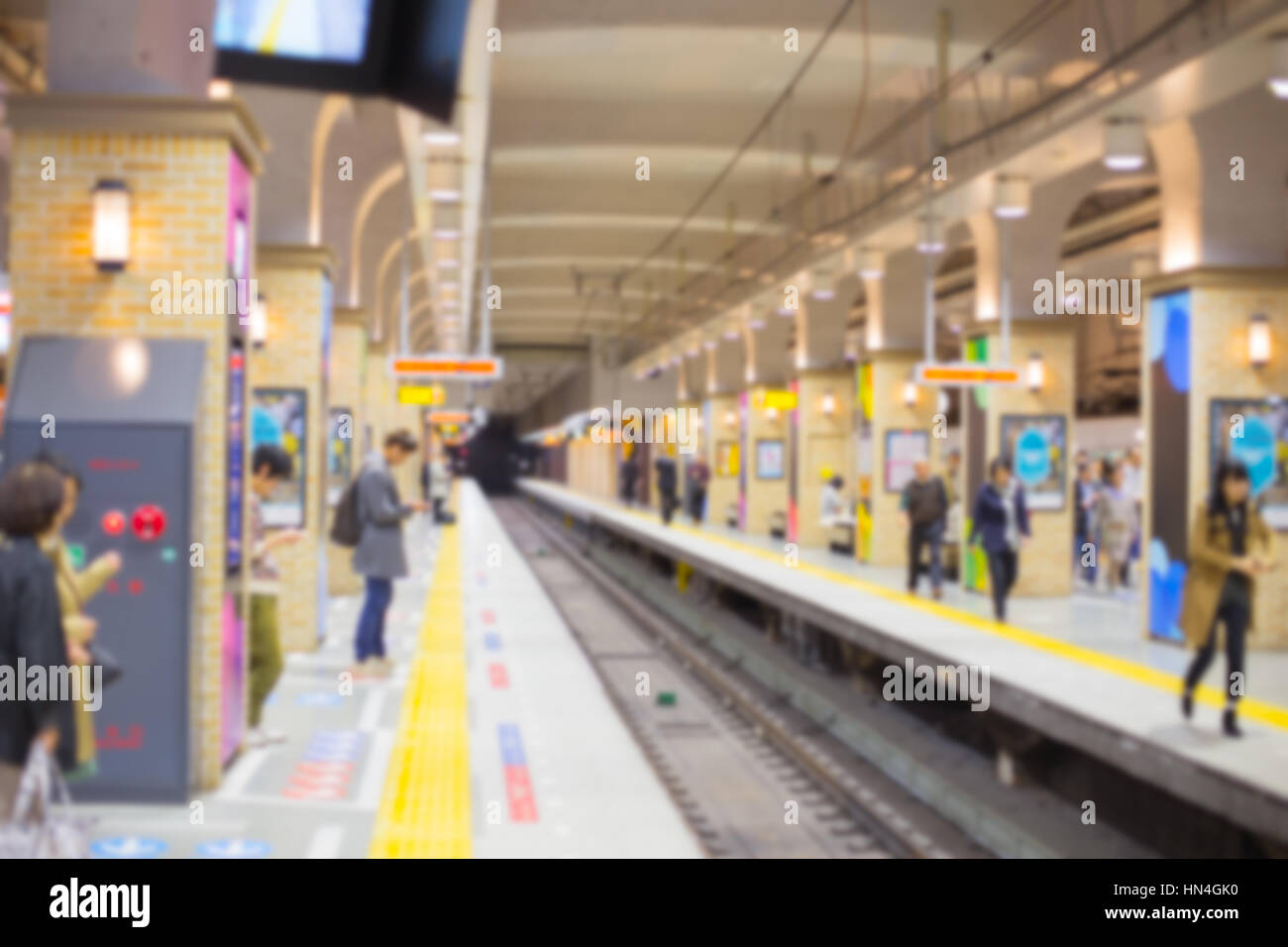 blur japan underground train station for background. Stock Photo
