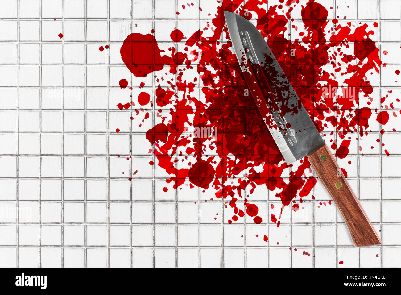 knife with grunge of blood on toilet mosaic floor, halloween bloody murder  or death crime killer violation concept Stock Photo - Alamy