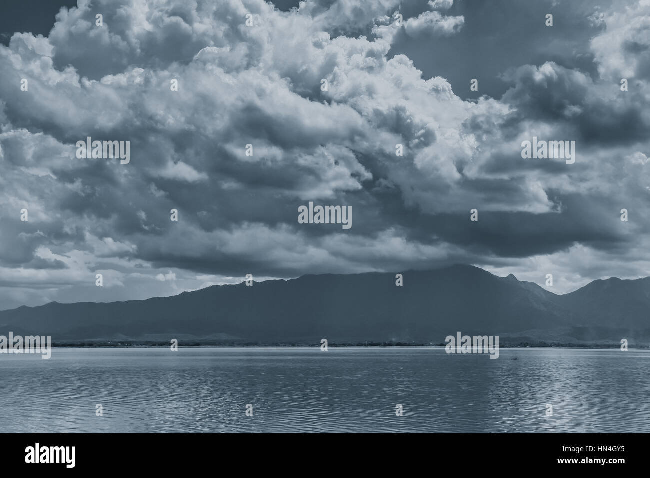 lake mountain sky and cloud black and white mono tone Stock Photo - Alamy