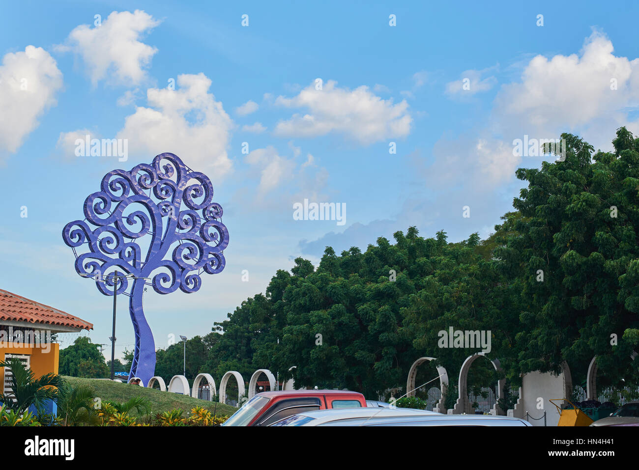 metal blue tree in park of managua nicaragua Stock Photo