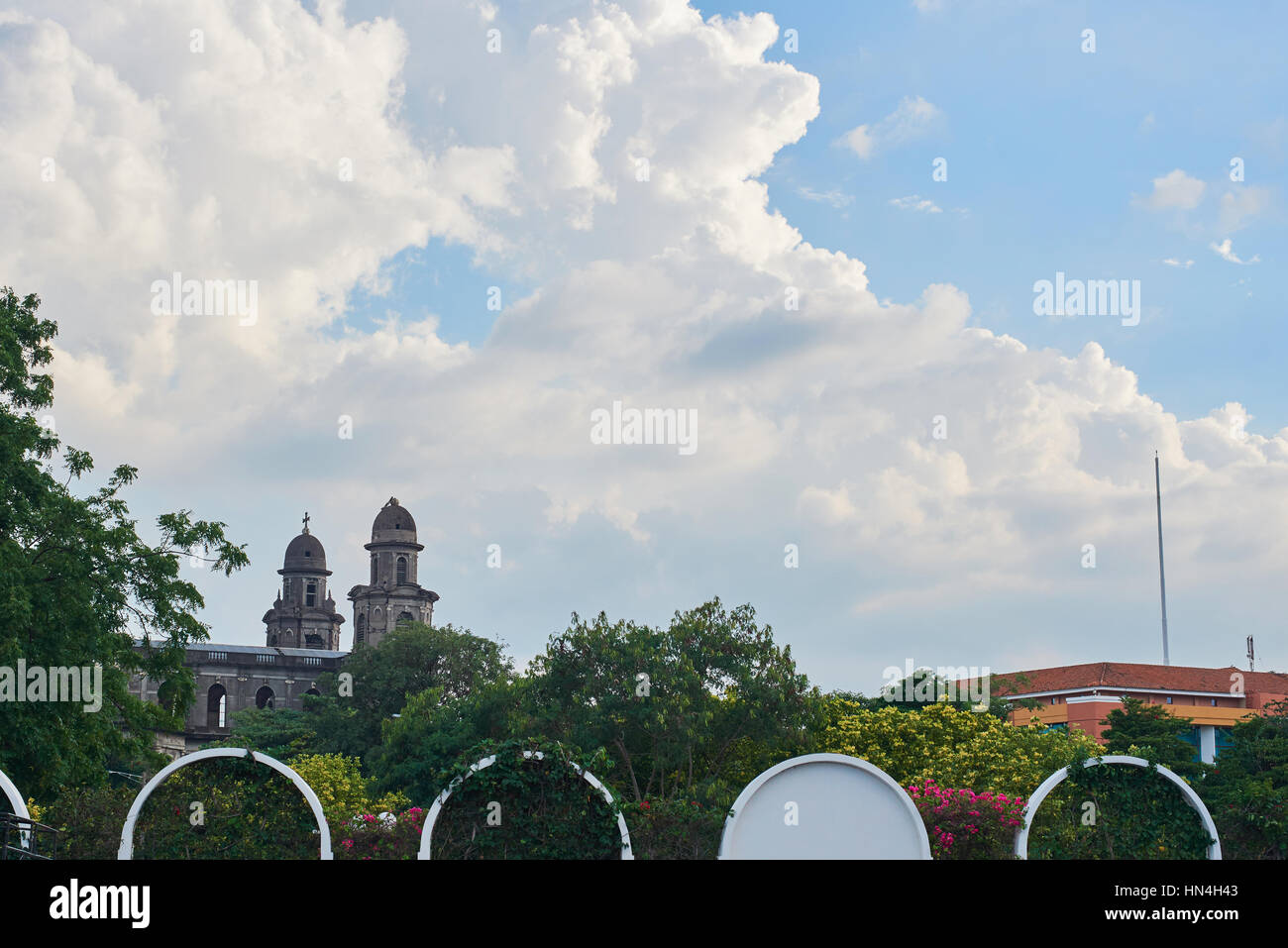 old cathedral in managua destroyed from earthquake Stock Photo
