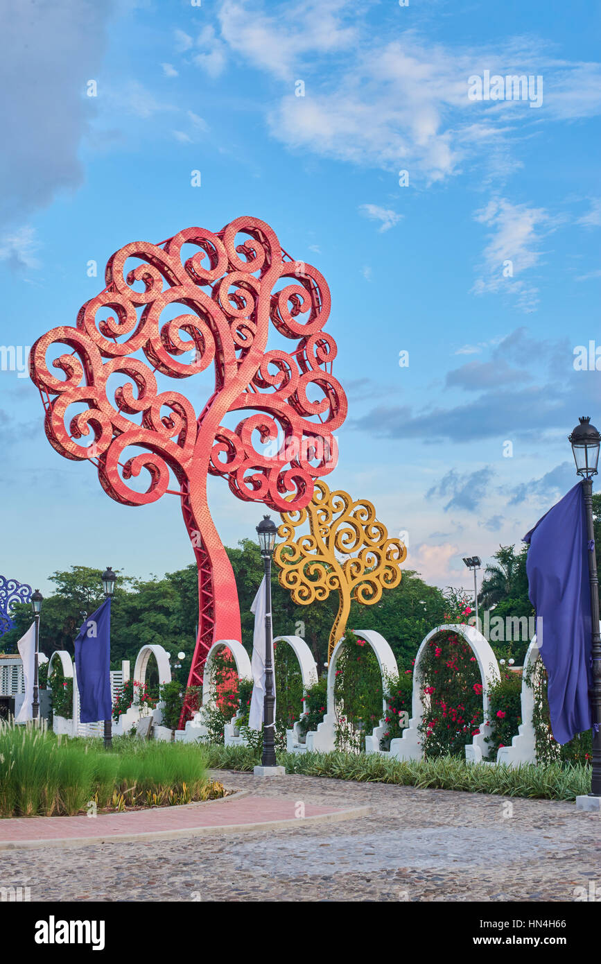 red metal tree in park of managua nicaragua Stock Photo