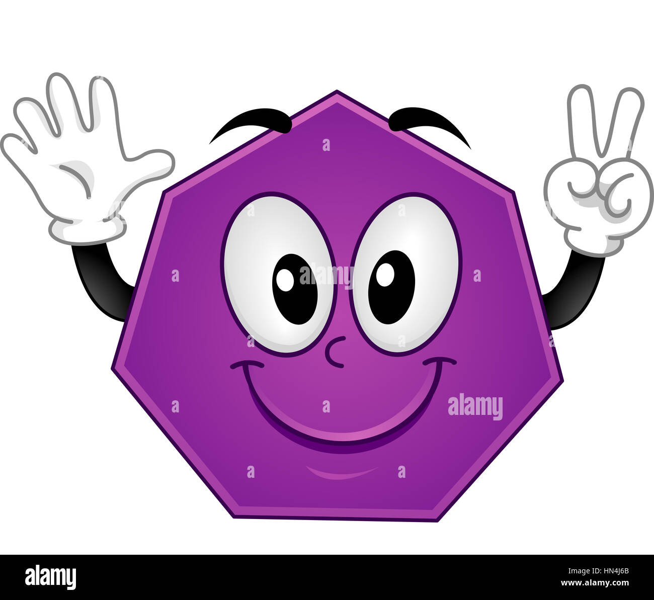 Mascot Illustration Featuring a Heptagon Showing Seven Fingers Stock Photo  - Alamy