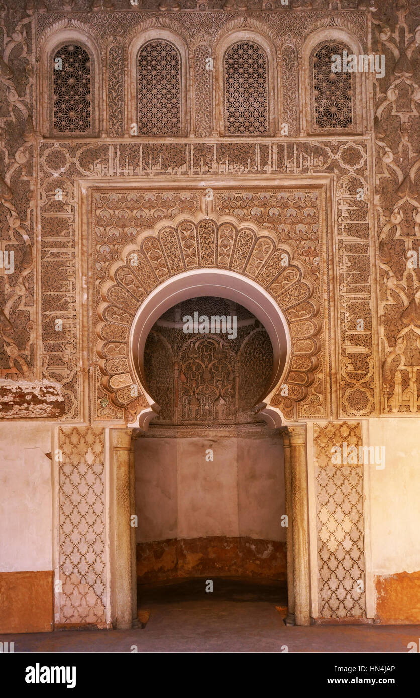Quran school Madrasa Ben Youssef, interior, Marrakesh, Marocco Stock Photo