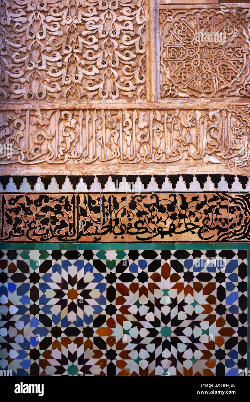 Quran school Madrasa Ben Youssef, interior, Marrakesh, Marocco Stock Photo